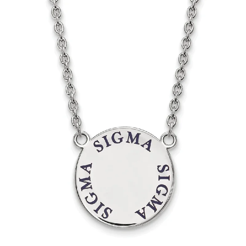 ladies-everyday-rose-gold-necklaces-Sterling Silver Sigma Sigma Sigma Large Navy Enamel Necklace