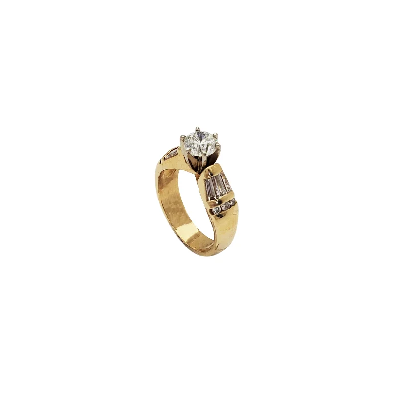 Ladies engagement rings unique cut -Diamond Cup Engagement Ring (14K)