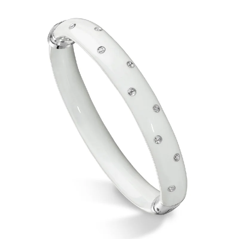 ladies-link-silver-bracelets-SOHO White Enamel and Diamond Bracelet