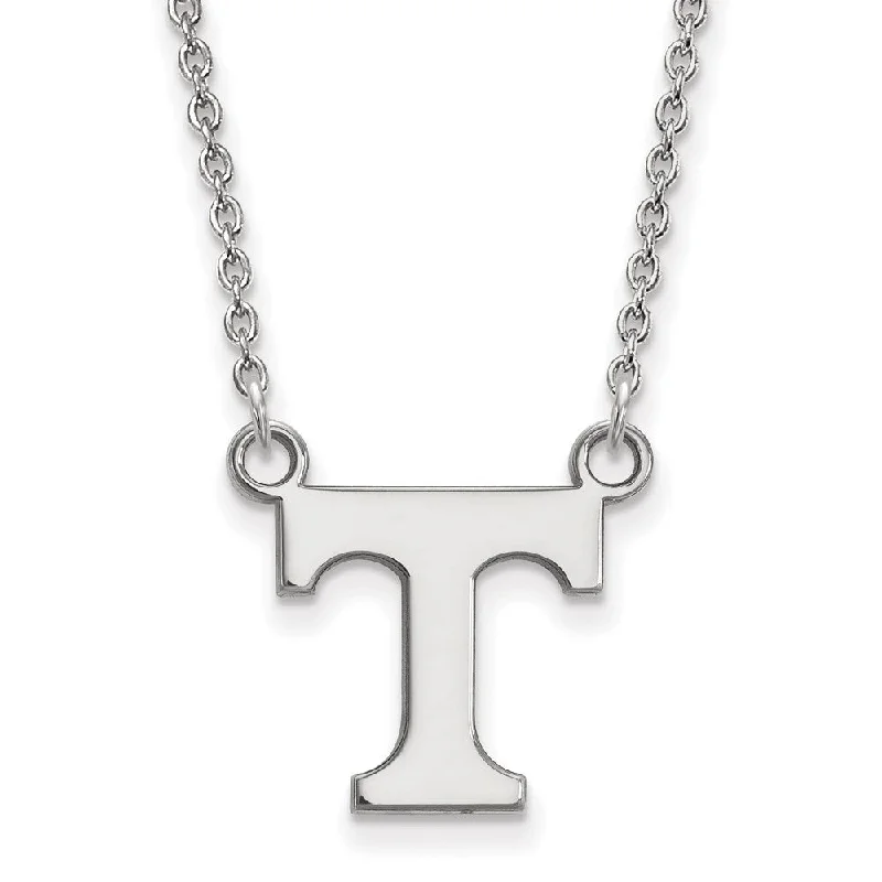 ladies-artisan-pendant-necklaces-10k White Gold U of Tennessee Small Initial T Pendant Necklace