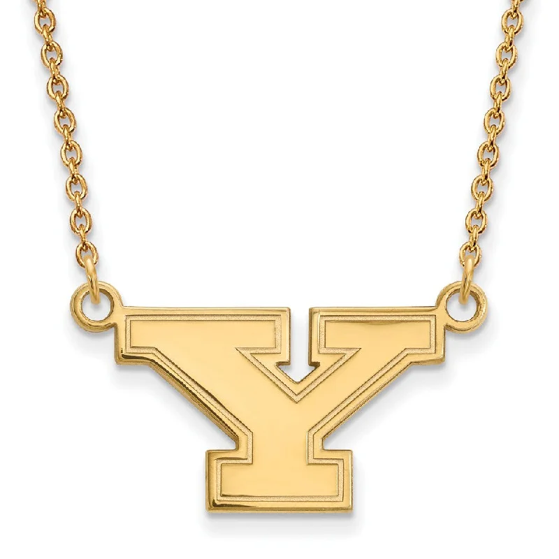 ladies-trendy-gold-necklaces-10k Yellow Gold Youngstown State Small Initial Y Necklace, 18 Inch