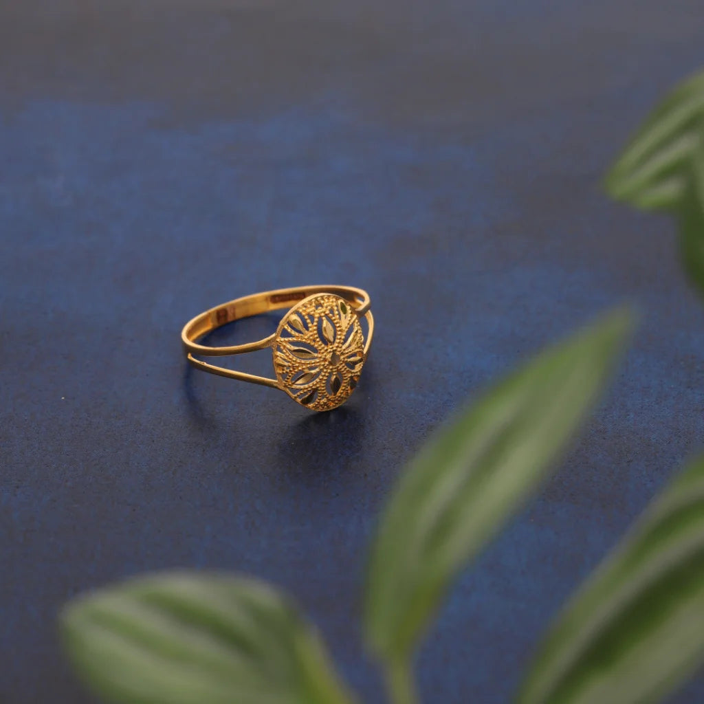 Ladies rings with malachite -Gold Floral Design Ring 21KT - FKJRN21KM8550