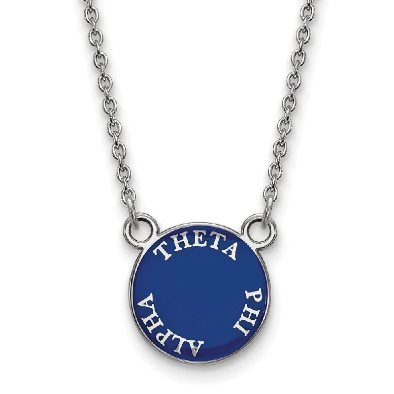 ladies-gemstone-heart-necklaces-Sterling Silver Theta Phi Alpha Small Enamel Disc Necklace