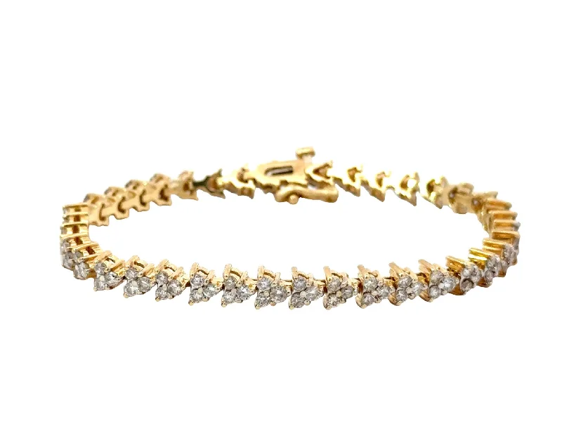 ladies-initial-pearl-bracelets-14k Yellow Gold Diamond Triangle Tennis Bracelet