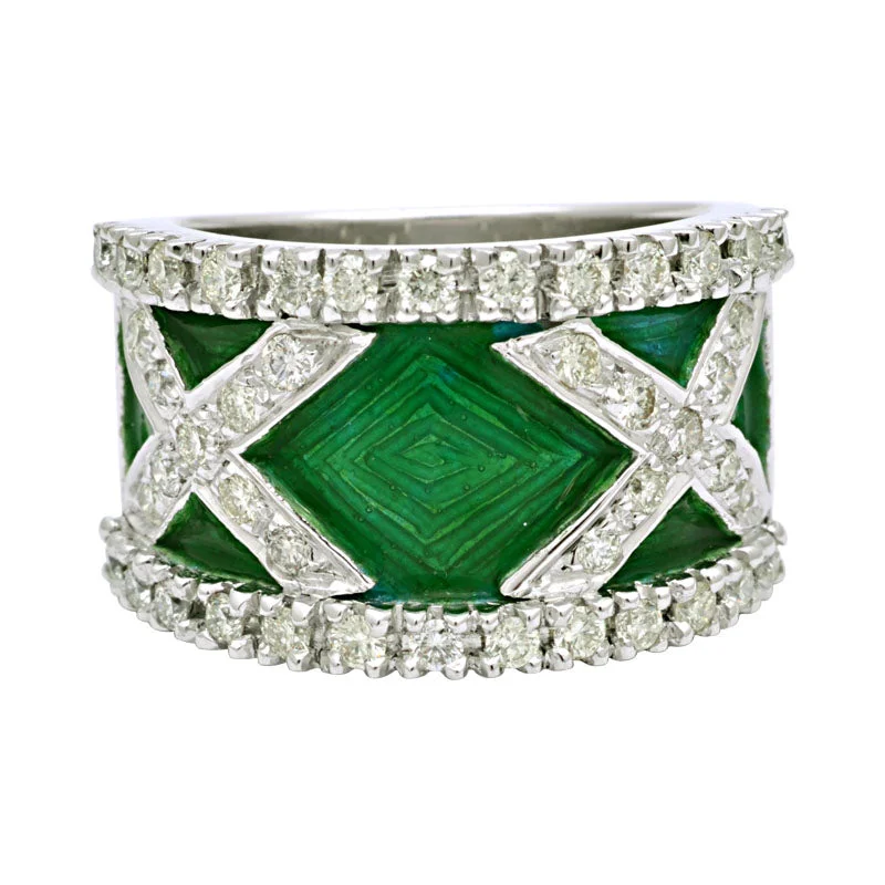 Ladies rings with moldavite -Ring-Diamond (Enamel)