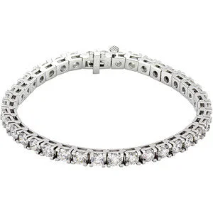 ladies-initial-diamond-bracelets-18K White 10 CTW Diamond Line 7.25" Bracelet