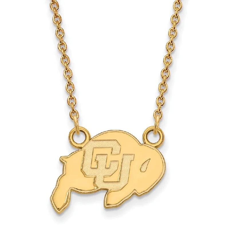 ladies-star-pendant-necklaces-10k Yellow Gold U of Colorado Small CU Buffalo Pendant Necklace