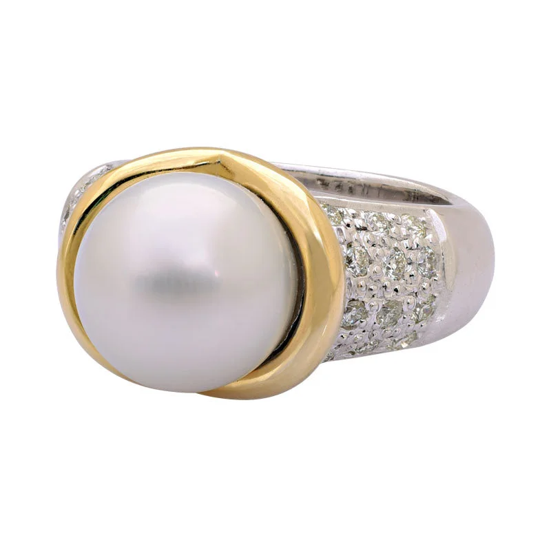 Ladies rings with apatite -Ring-South Sea Pearl and Diamond