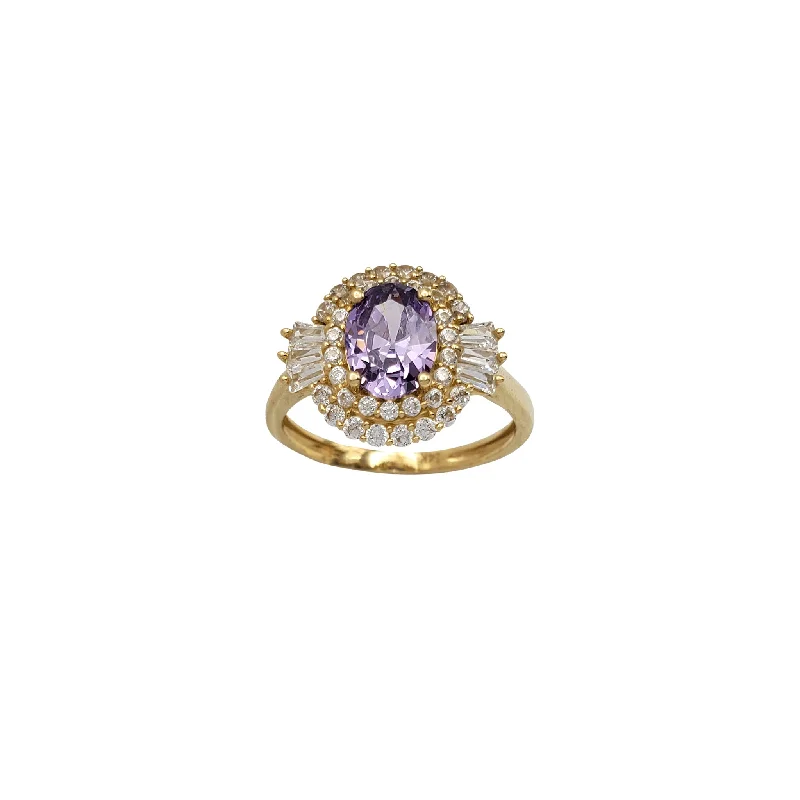 Ladies engagement rings luxury cut ring -Purple Zirconia Engagement Lady Ring (14K)