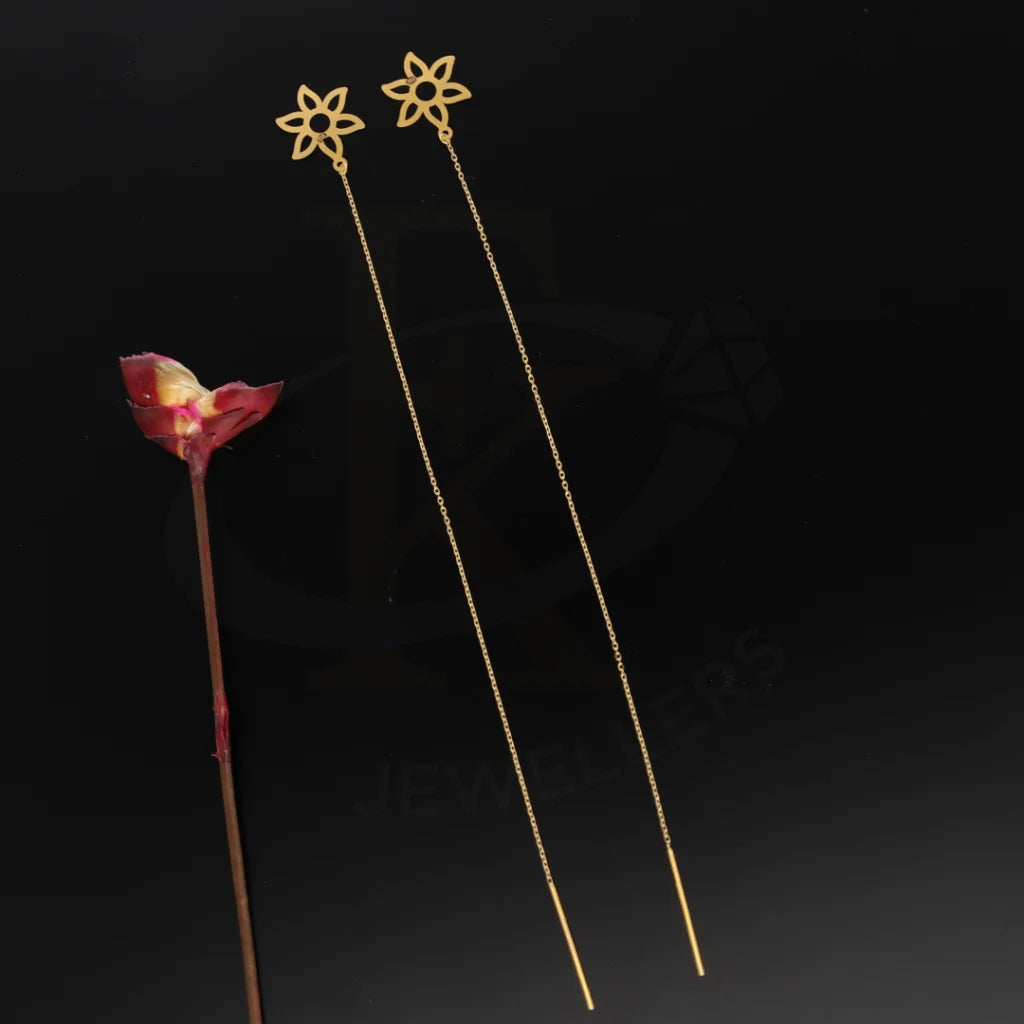 ladies-bridal-diamond-necklaces-Gold Hanging Flower Tic-Tac Earrings 21KT - FKJERN21KM8706