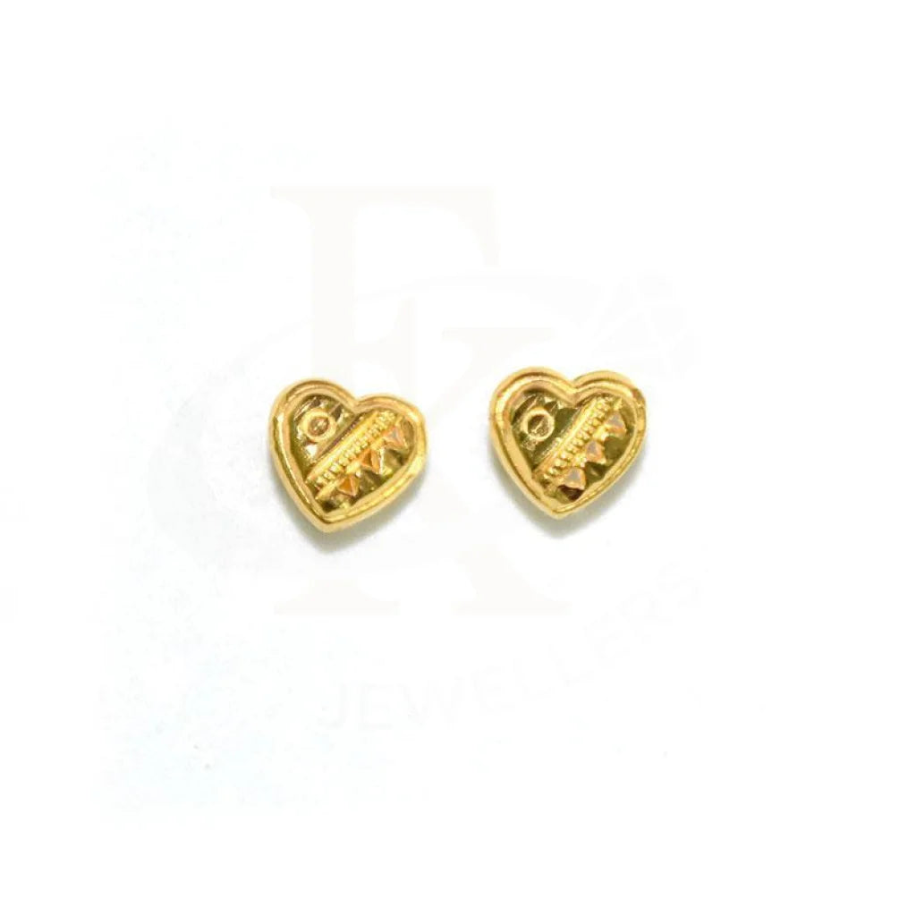 ladies-personalized-gold-necklaces-Gold Stud Heart Earrings 18KT - FKJERN1416