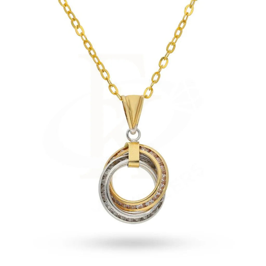 Ladies rings with lapis lazuli -Gold Necklace (Chain with Rings Pendant) 18KT - FKJNKL18K2037