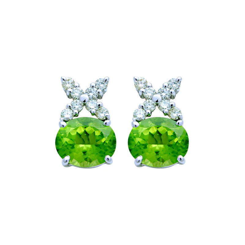 ladies-fashion-pearl-necklaces-Earrings-Peridot and Diamond