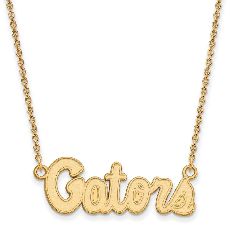 ladies-choker-gold-necklaces-10k Yellow Gold U of Florida Small 'Gators' Pendant Necklace