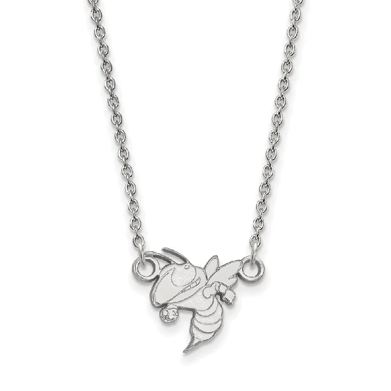 ladies-wedding-rose-gold-necklaces-Sterling Silver Georgia Technology Small Mascot Pendant Necklace