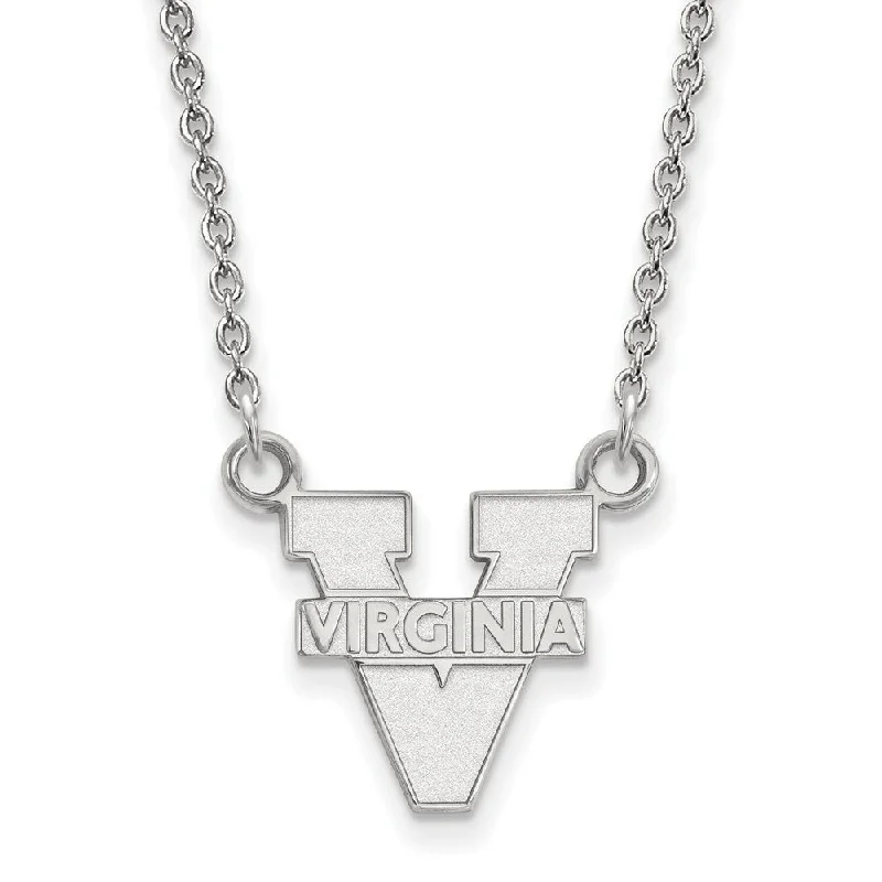 ladies-artisan-rose-gold-necklaces-14k White Gold U of Virginia Small 'V' Logo Pendant Necklace