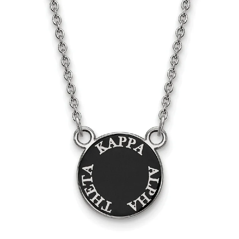 ladies-charm-rose-gold-necklaces-Sterling Silver Kappa Alpha Theta Small Enamel Disc Necklace