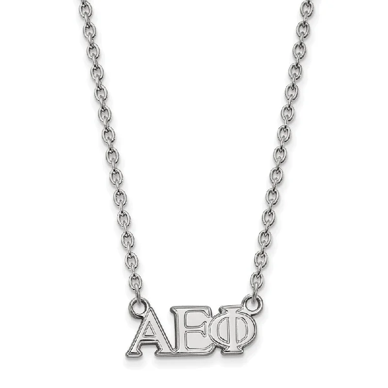 ladies-charm-necklaces-Sterling Silver Alpha Epsilon Phi Medium Necklace