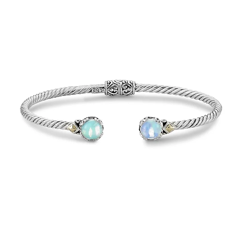 ladies-link-pearl-bracelets-SAMUEL B. OPAL HINGED BANGLE BRACELET