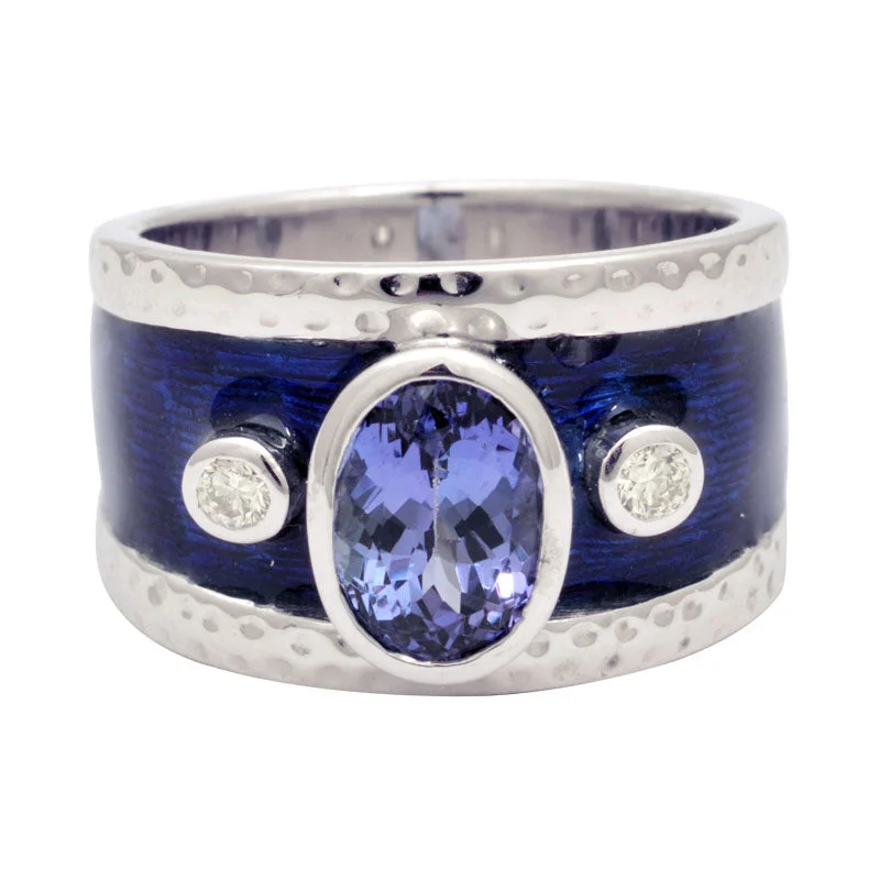 Ladies rings for dreamers -Ring-Tanzanite and Diamond (Enamel)