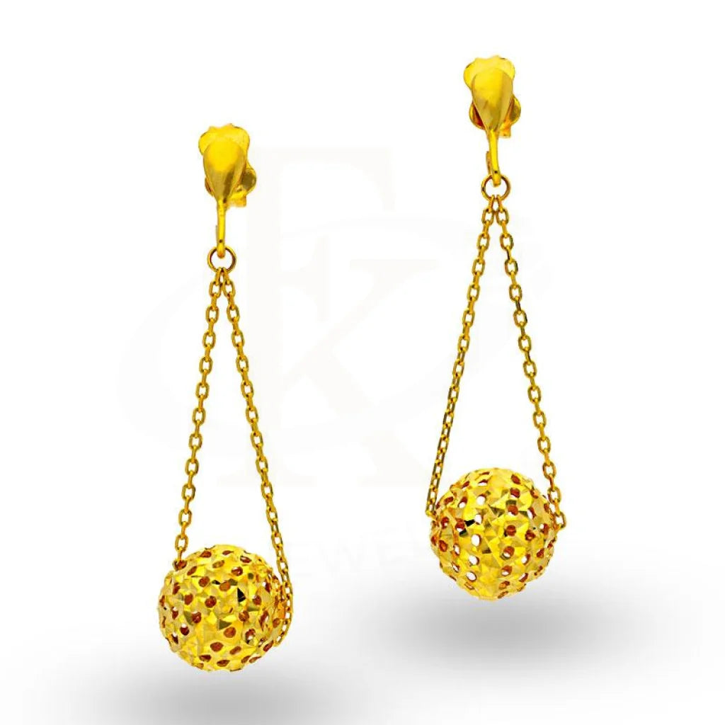 ladies-heart-pendant-necklaces-Gold Balls Shaped Drop Earrings 18KT - FKJERN18K1841