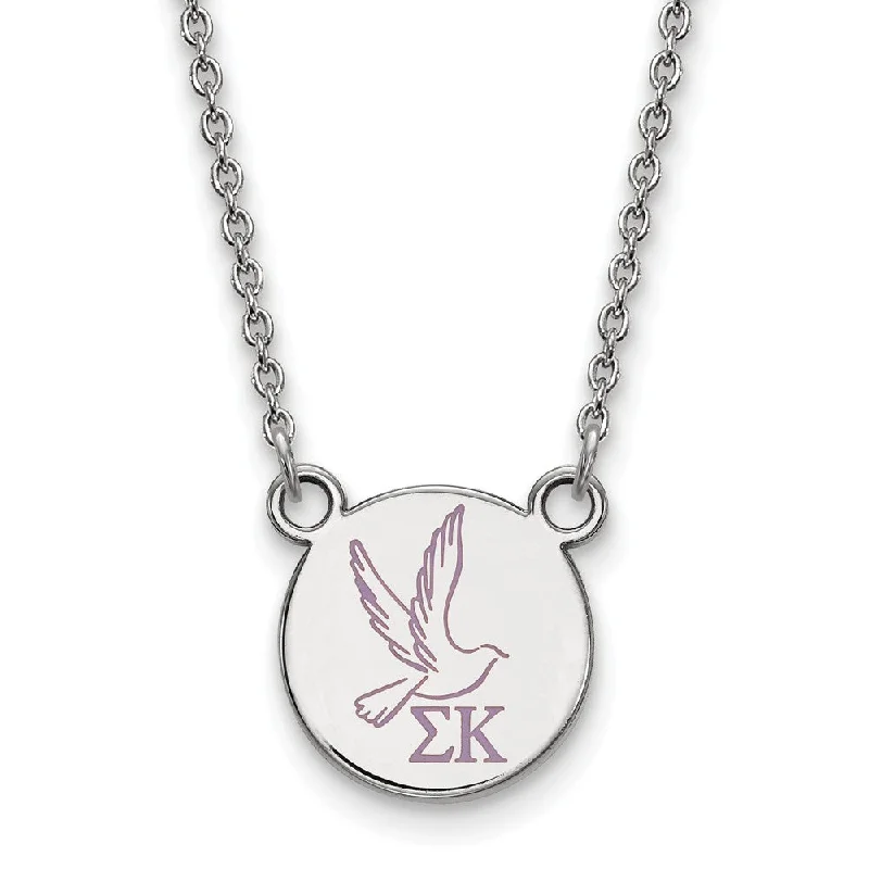 ladies-infinity-heart-necklaces-Sterling Silver Sigma Kappa Small Enamel Necklace