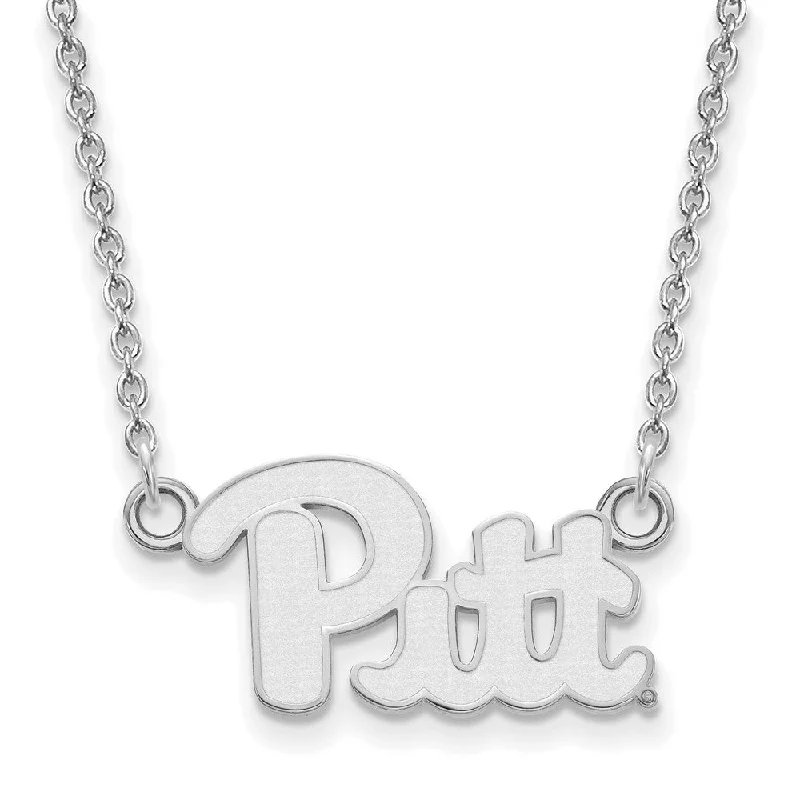 ladies-artisan-gold-necklaces-10k White Gold U of Pittsburgh Small 'Pitt' Pendant Necklace