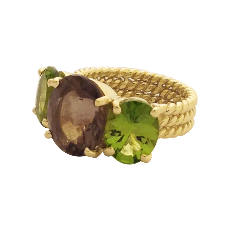 Ladies rings stylish rings -Ring- Smokey Quartz & Peridot