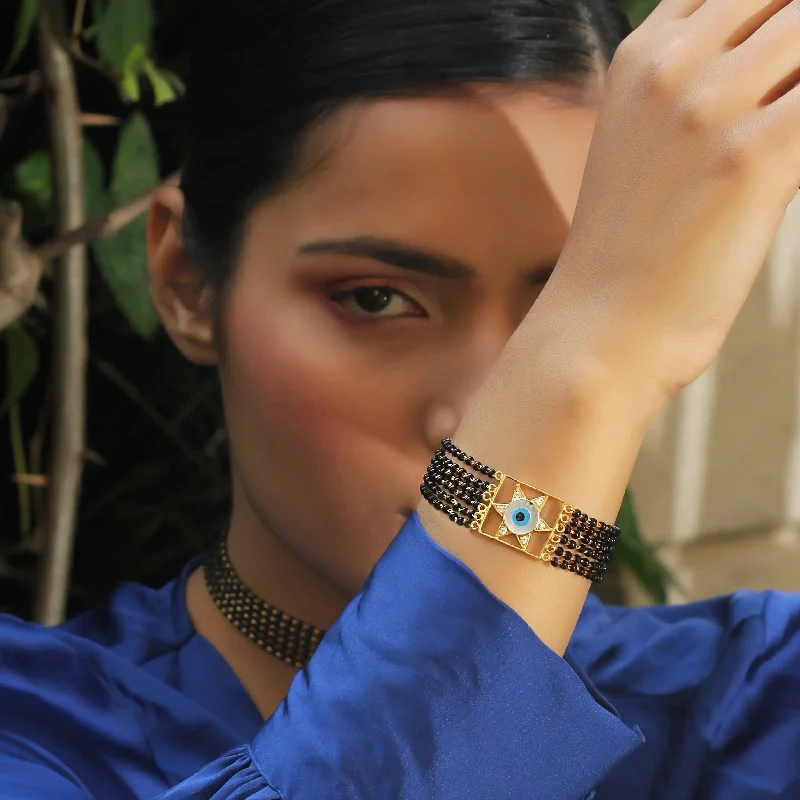 ladies-vintage-diamond-bracelets-Evil Eye with Star Mangalsutra bracelet