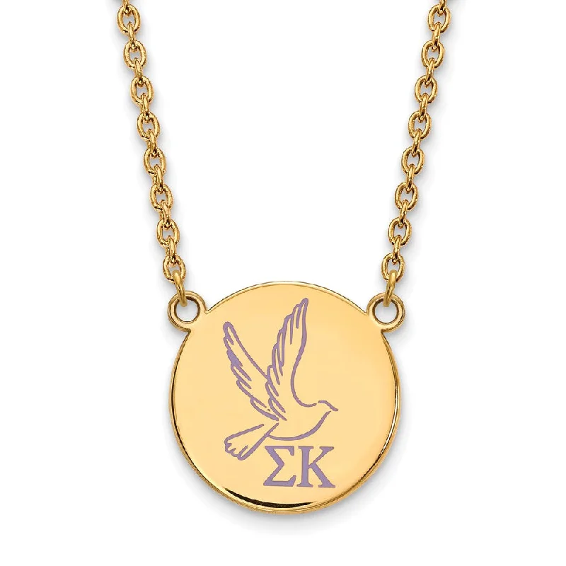 ladies-gold-crystal-necklaces-14K Plated Silver Sigma Kappa Large Enamel Necklace