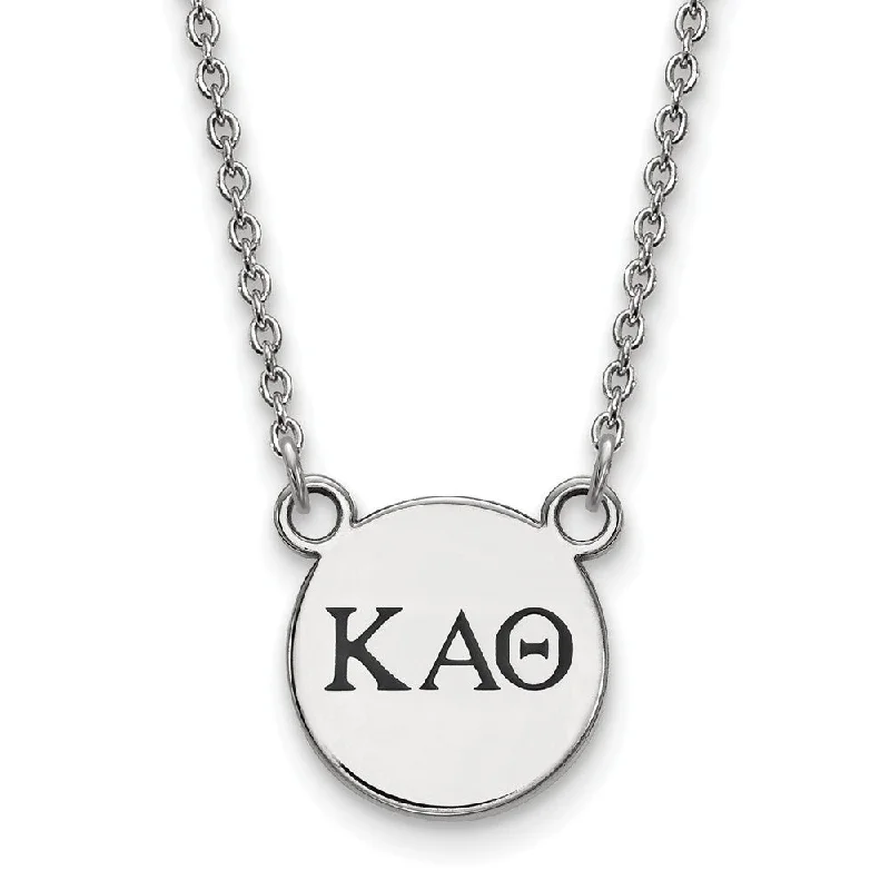 ladies-personalized-gold-necklaces-Sterling Silver Kappa Alpha Theta Small Enamel Greek Letters Necklace