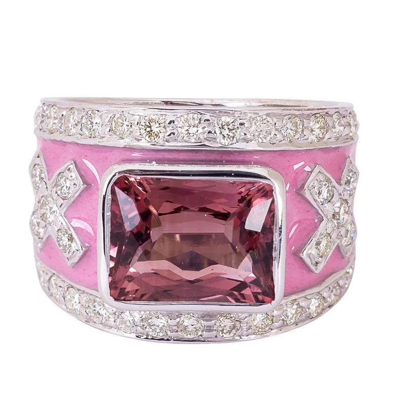 Ladies rings with cloud motifs -Ring- Rubellite and Diamond (Enamel)  (265IS)