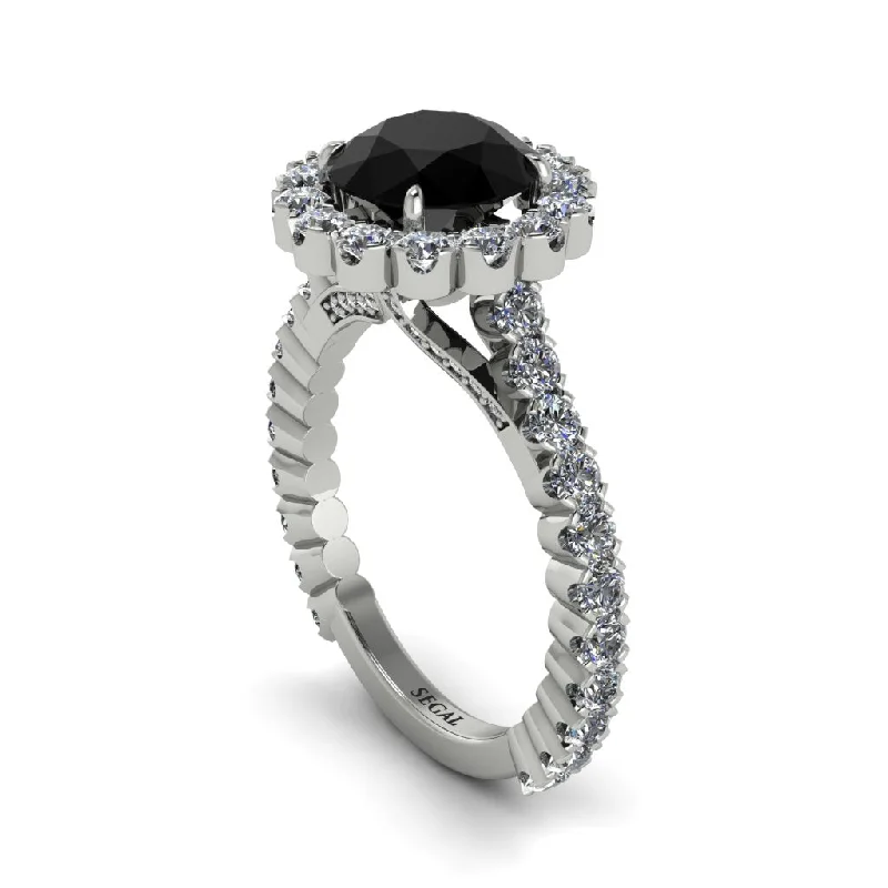 Ladies engagement rings with moonstone -Round Cut Black Diamond Timeless Splendor Engagement Ring - Jazlyn No. 9