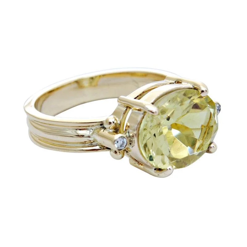 Ladies rings cute settings -Ring-Lemon Quartz and Diamond  (1749J)