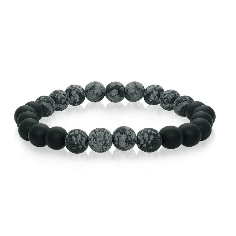 ladies-unique-diamond-bracelets-MEN'S FASHION BRACELET WITH MARBLE AND BLACK ONYX GEMSTONE BEADS