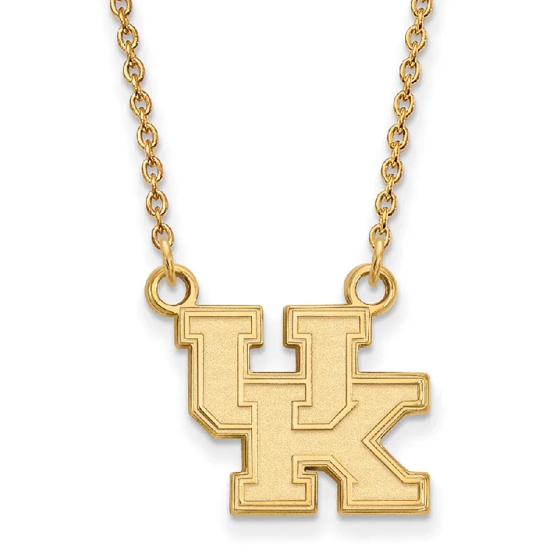 ladies-gift-crystal-necklaces-10k Yellow Gold U of Kentucky Small 'UK' Pendant Necklace