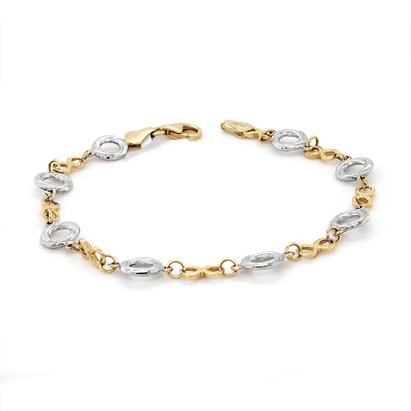 ladies-rustic-bracelets-TWO-TONE GOLD INFINITY BRACELET