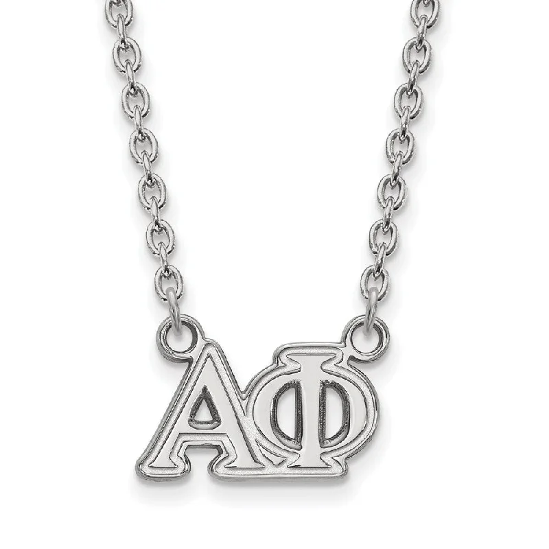 ladies-name-gold-necklaces-Sterling Silver Alpha Phi Medium Necklace