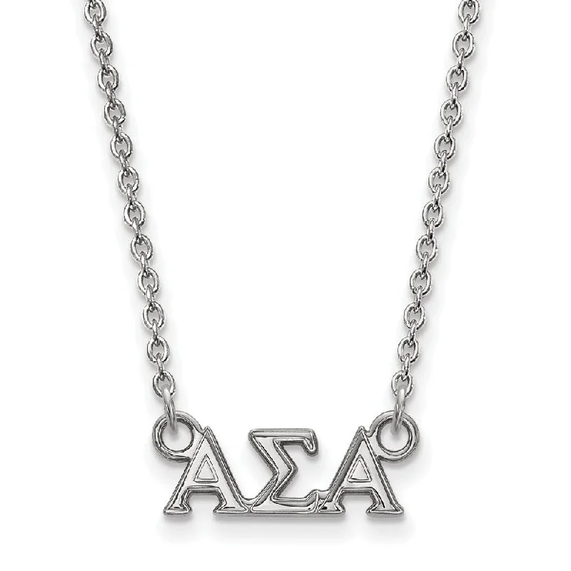 ladies-initial-rose-gold-necklaces-Sterling Silver Alpha Sigma Alpha XS (Tiny) Greek Letters Necklace