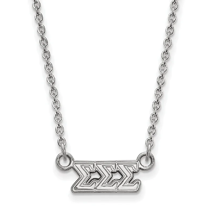 ladies-trendy-pearl-necklaces-Sterling Silver Sigma Sigma Sigma XS (Tiny) Greek Letters Necklace