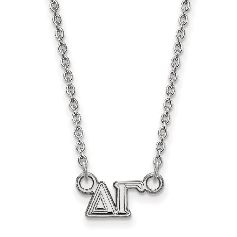 ladies-beaded-necklaces-Sterling Silver Delta Gamma XS (Tiny) Greek Letters Necklace