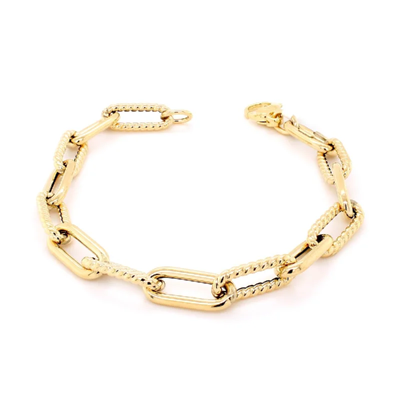 ladies-trendy-silver-bracelets-YELLOW GOLD PAPER CLIP STYLE BRACELET