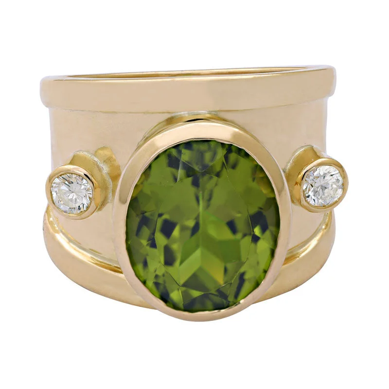 Ladies rings with charms -Ring-Peridot and Diamond