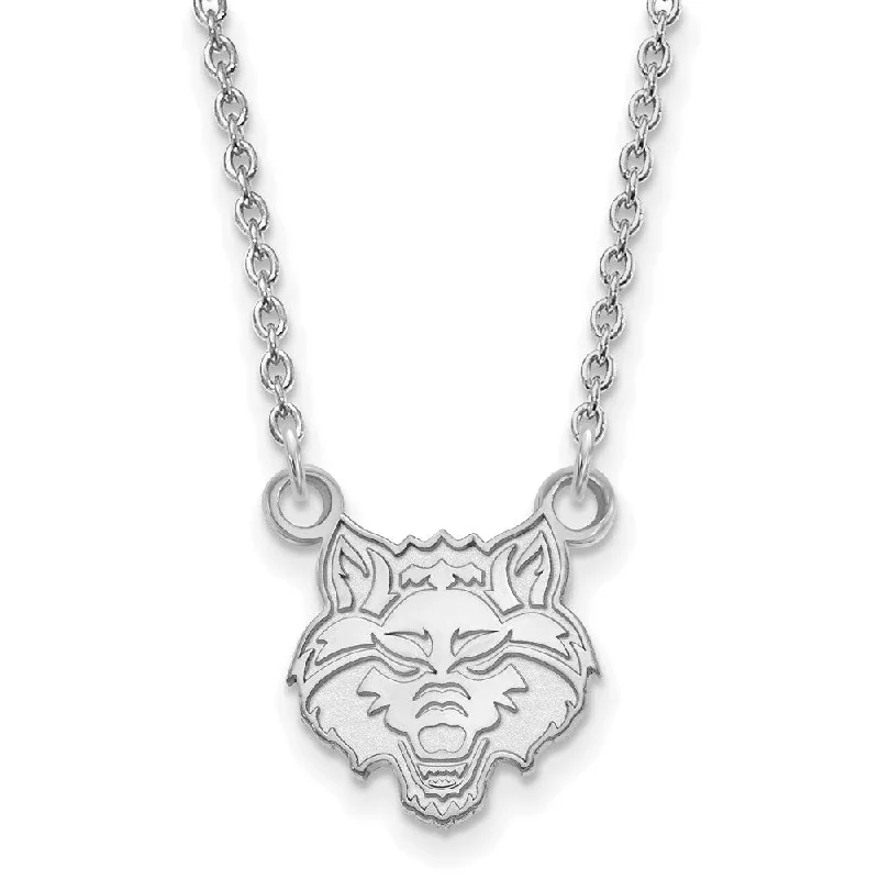 ladies-elegant-gold-necklaces-10k White Gold Arkansas State Small Pendant Necklace