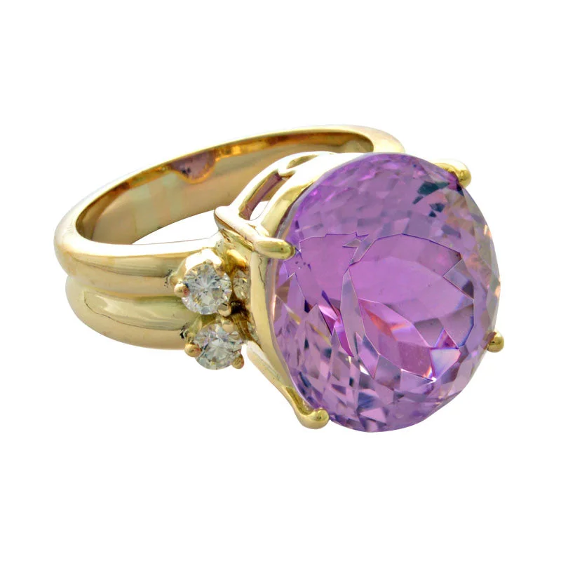 Ladies rings for hangouts -Ring-Kunzite and Diamond