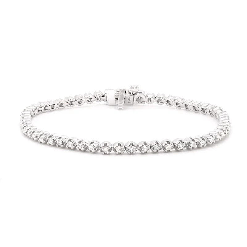 ladies-charm-rose-gold-bracelets-CLASSIC WHITE GOLD TENNIS BRACELET WITH 56 ROUND CUT DIAMONDS, 1.05 CT TW