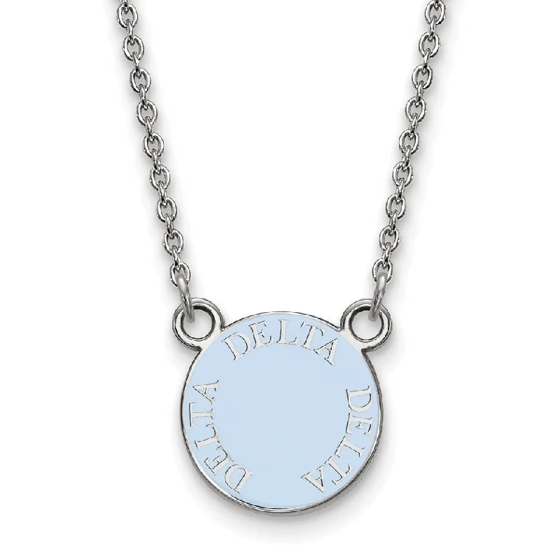 ladies-moon-gold-necklaces-Sterling Silver Delta Delta Delta Small Enamel Disc Necklace