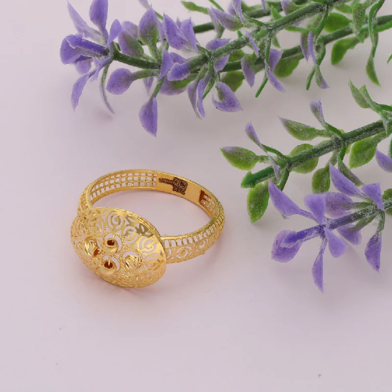 Ladies rings for lawyers -Gold Round Spiral Design Ring 21KT - FKJRN21KM9683