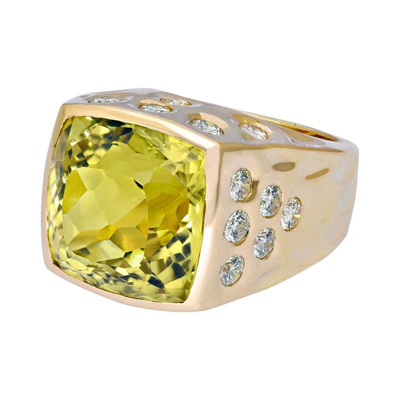 Ladies rings cute bands -Ring- Lemon Quartz and Diamond