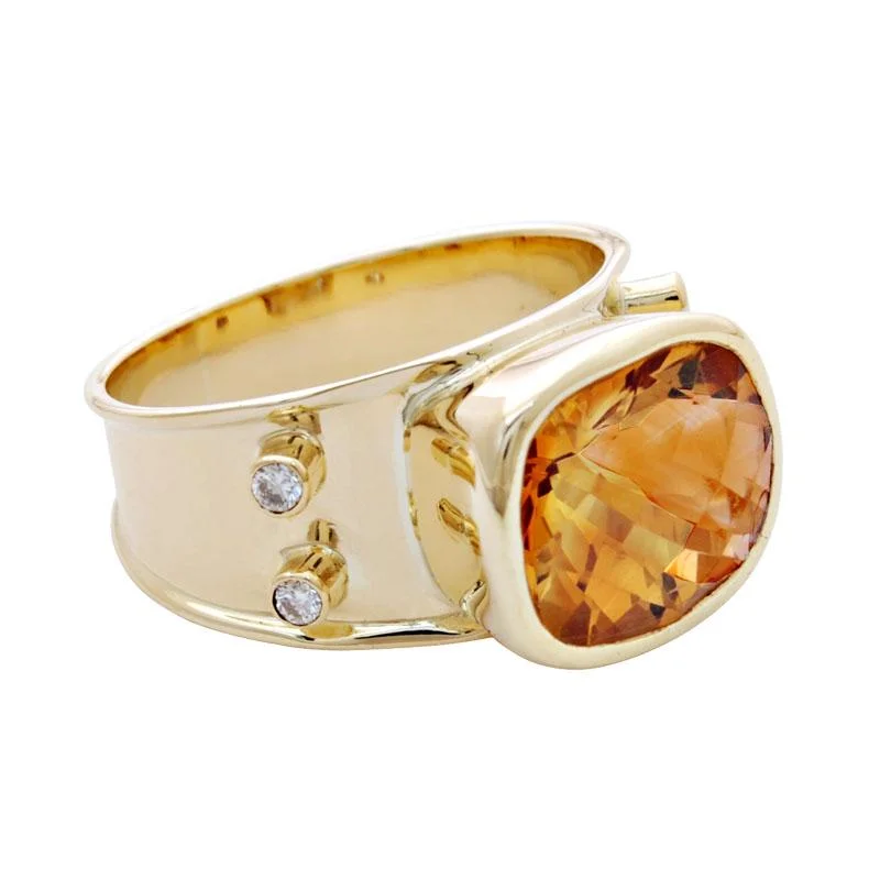 Ladies rings for dancers -Ring-Citrine and Diamond  (1793K)